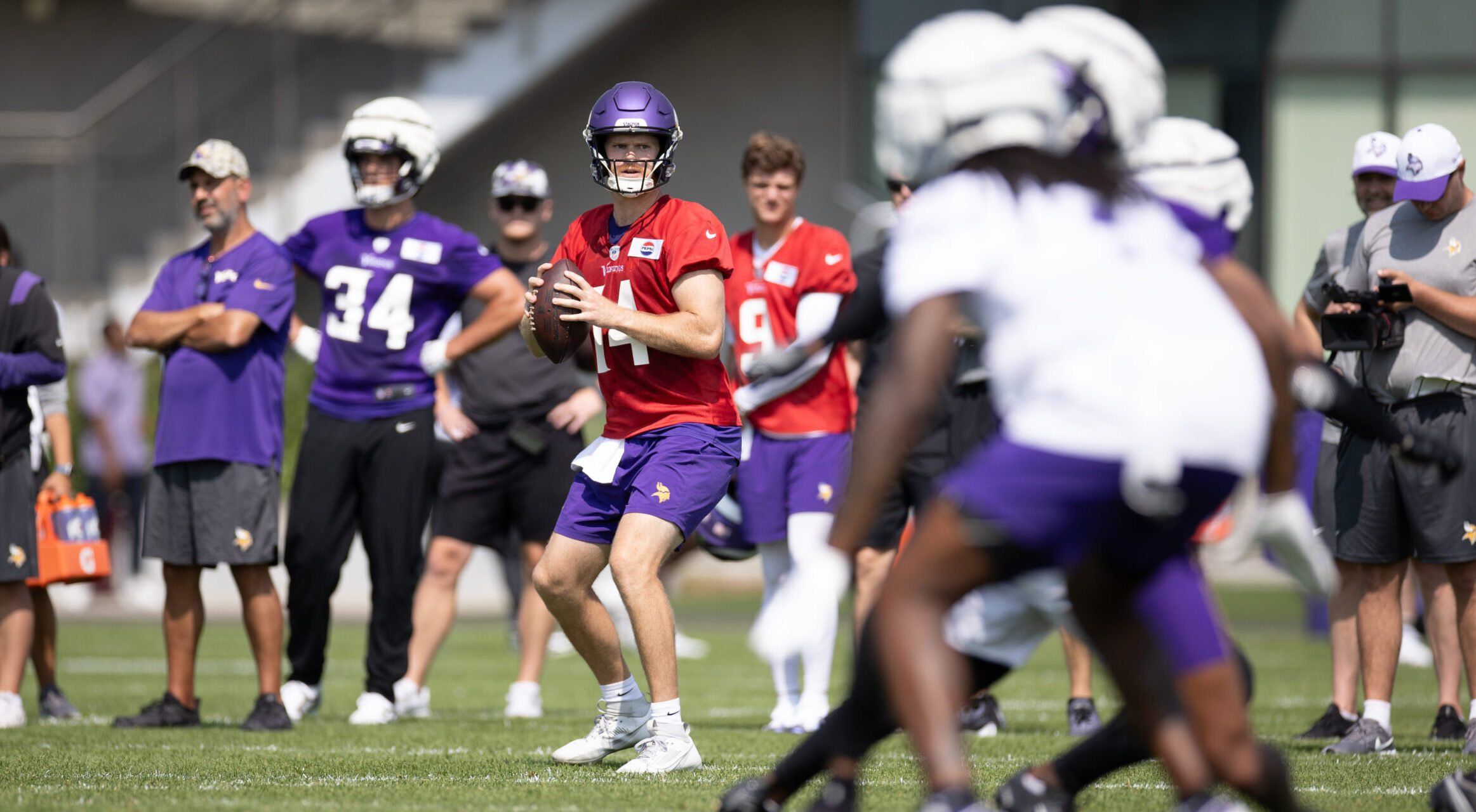 Sam Darnold, JJ McCarthy, Minnesota Vikings training camp