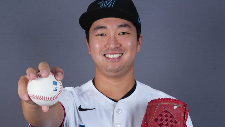 New Minnesota Twins pitcher, Woo-Suk Go during Miami Marlins Media Day 2025