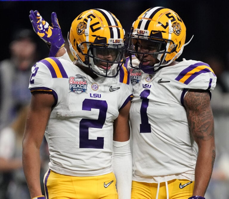 Minnesota Vikings WR Justin Jefferson and Cincinnati Bengals WR Ja'Marr Chase when they played together with the LSU Tigers